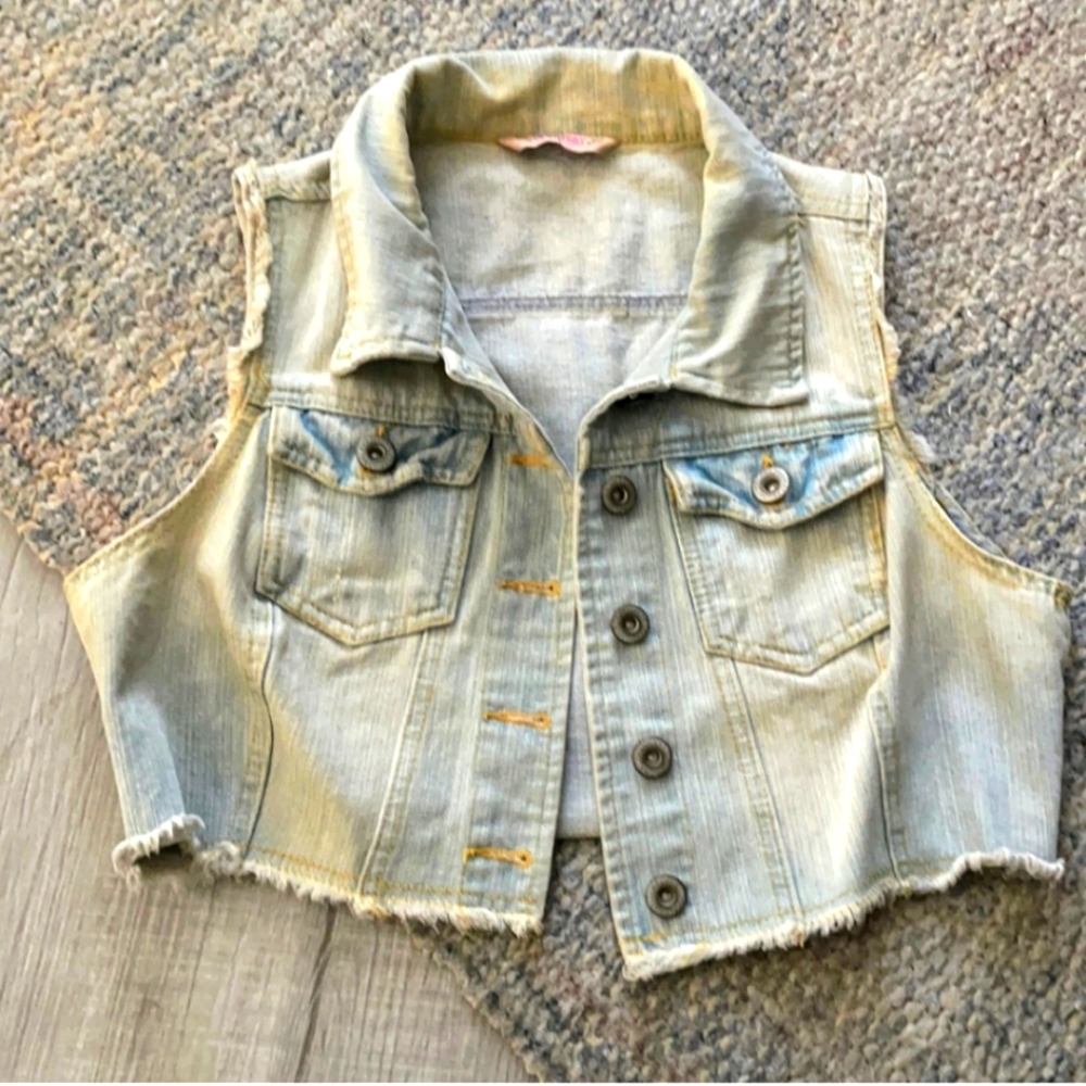 Girls sz large vintage crop jean vest
